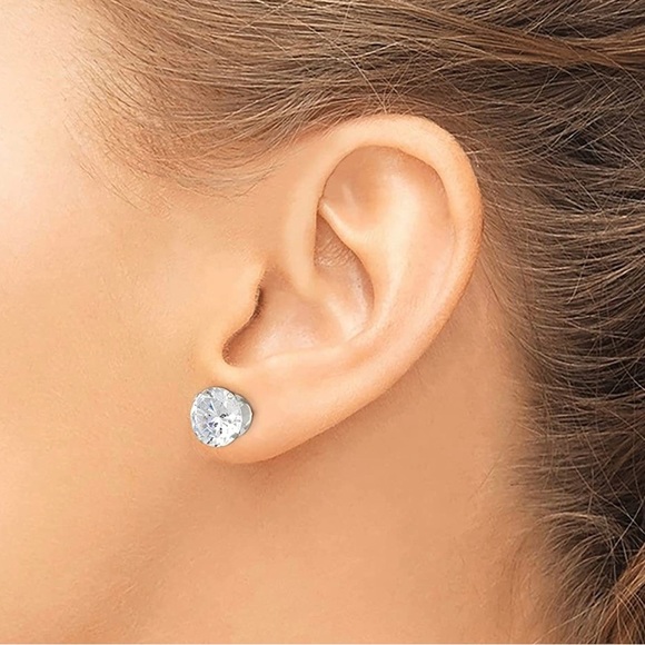 925 brilliant cut round stud earrings large cubic zirconia 10mm silver - Picture 3 of 3
